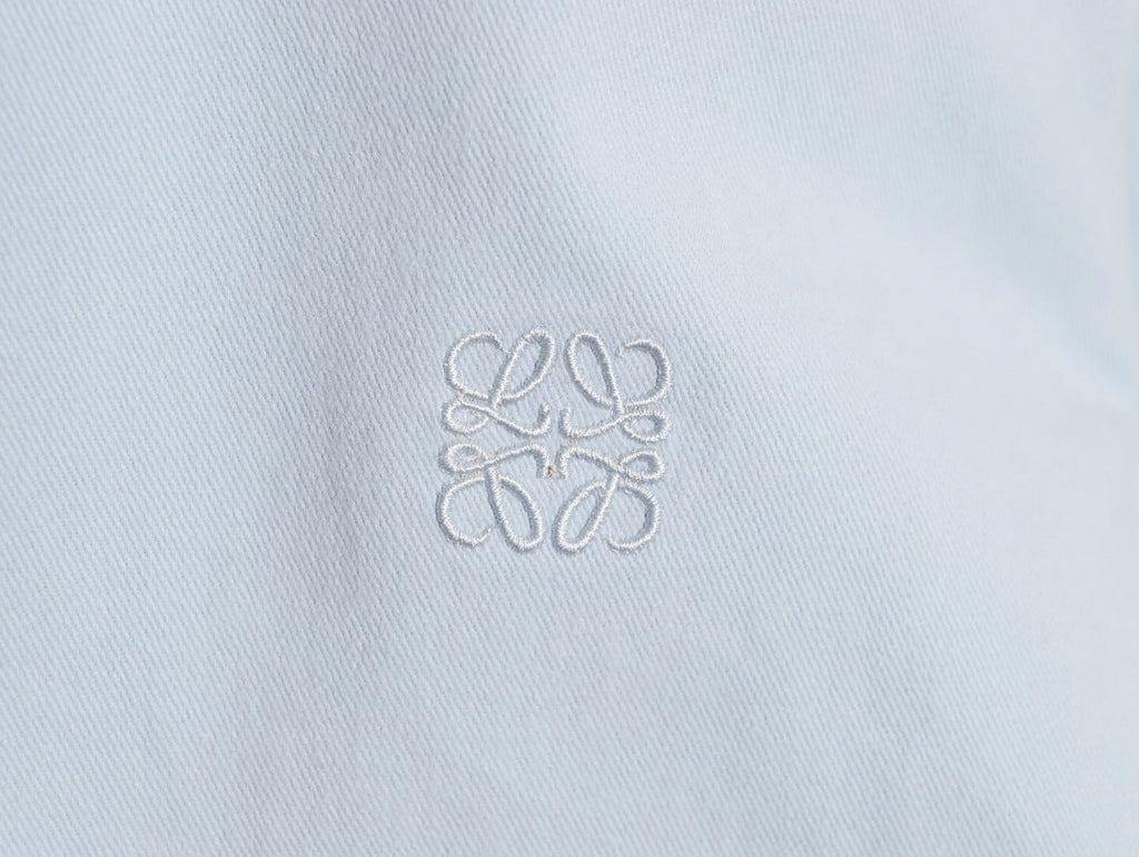 Loewe Detachable-Hood Cotton Shirt Jacket - Pale Blue