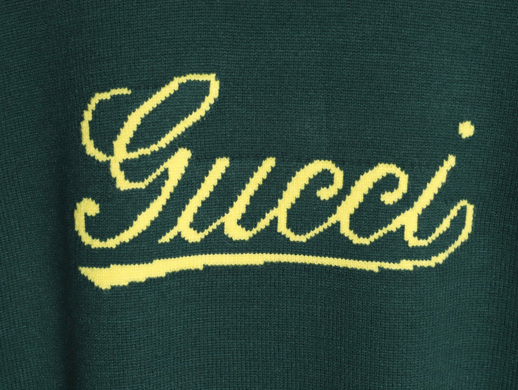 Gucci Signature-Logo Crewneck Sweater - Forest Green