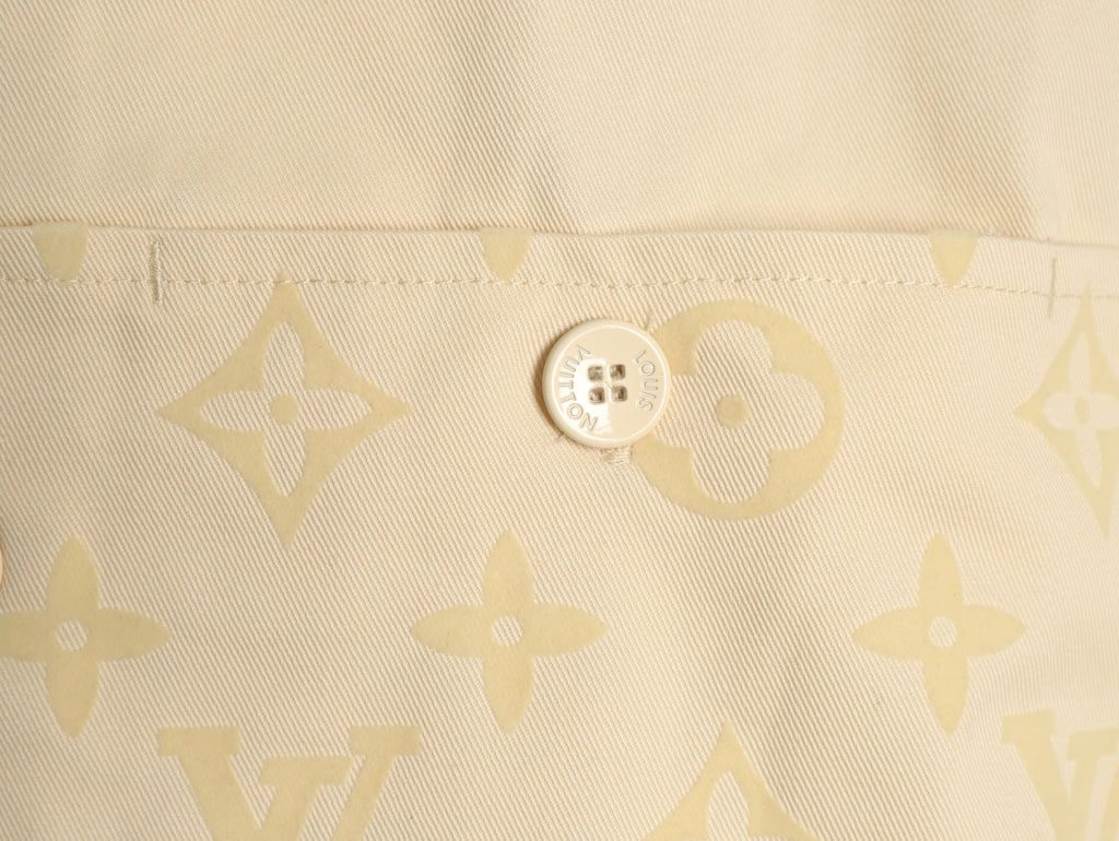 Louis Vuitton Flocked-Panel Shirt Jacket - Beige