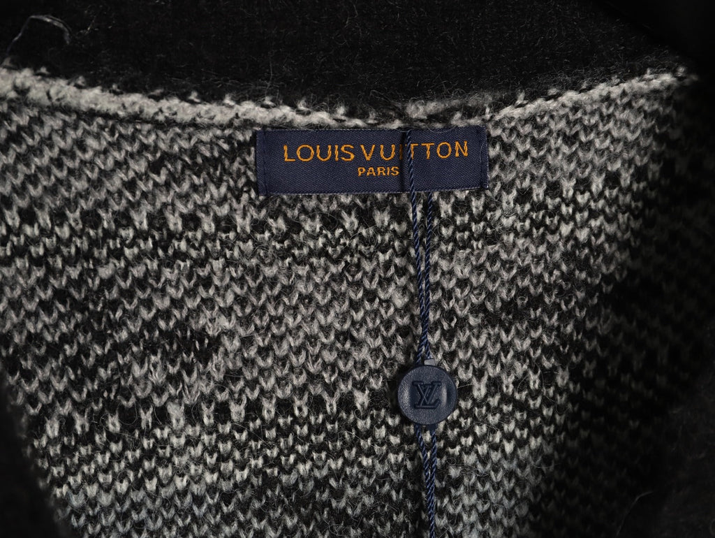 Louis Vuitton Gradient Monogram-Style V-Neck Cardigan - Gray and Black