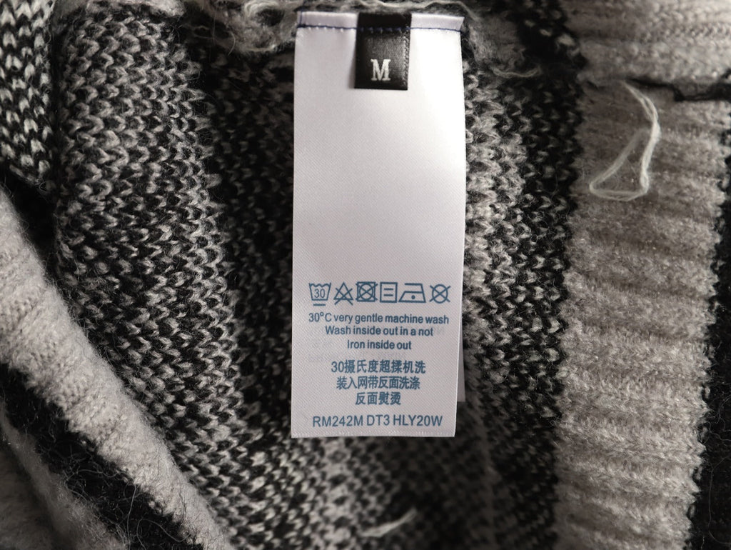 Louis Vuitton Gradient Monogram-Style V-Neck Cardigan - Gray and Black