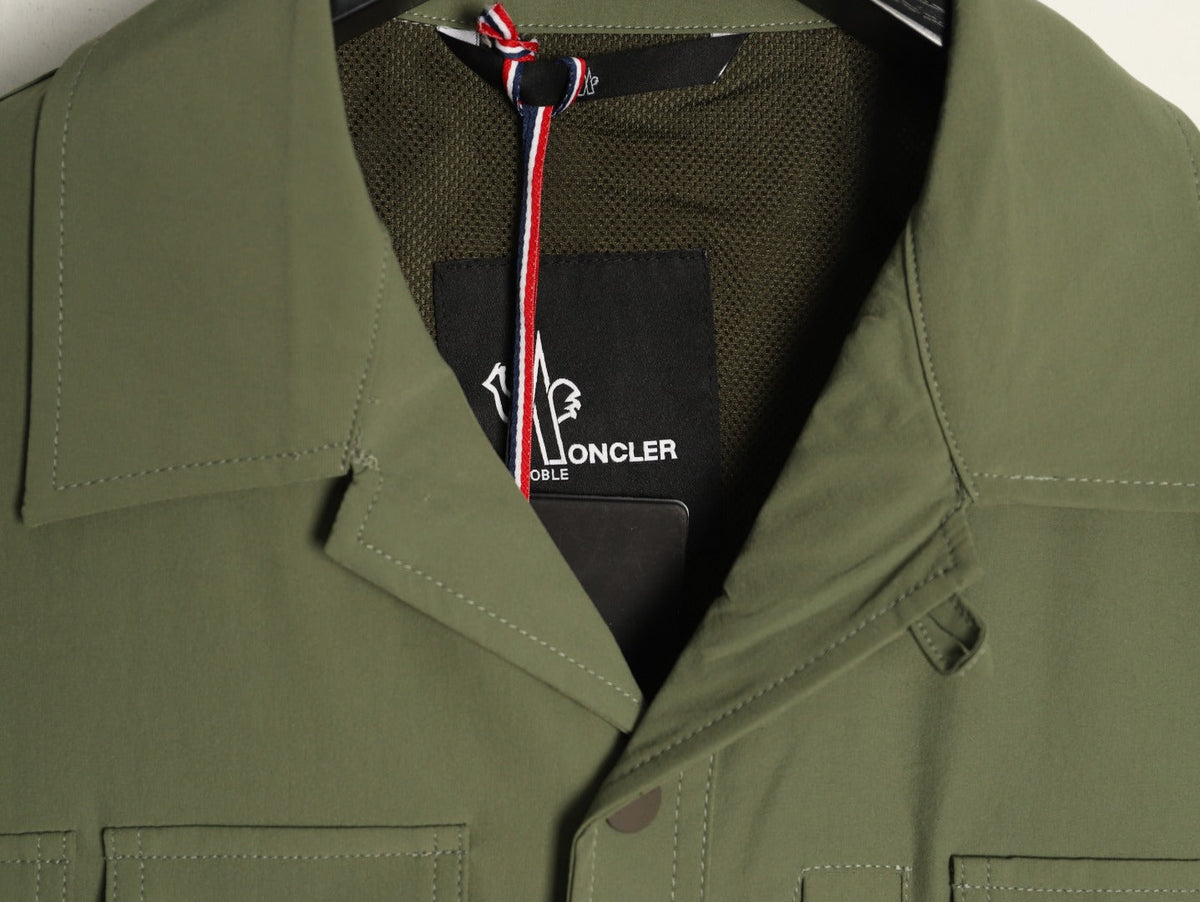 Moncler Utility Shirt-Collar Jacket - Olive Green