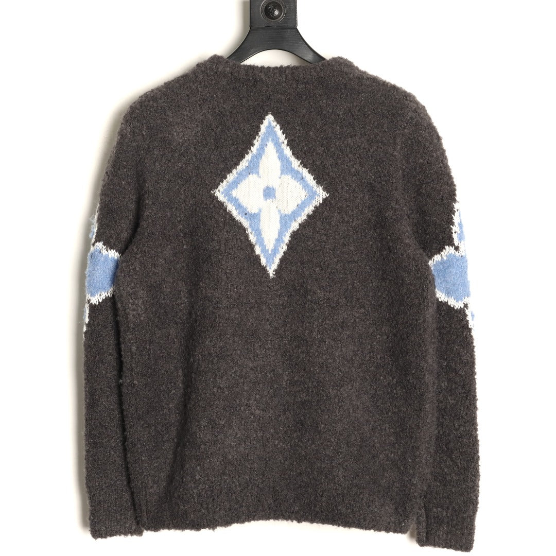 Louis Vuitton LV and Floral-Motif Textured Crewneck Sweater - Charcoal
