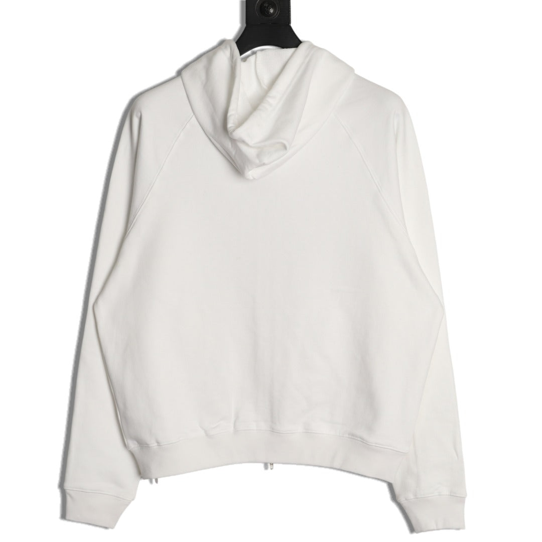 Balenciaga Chest-Emblem Zip Hoodie - Off-White