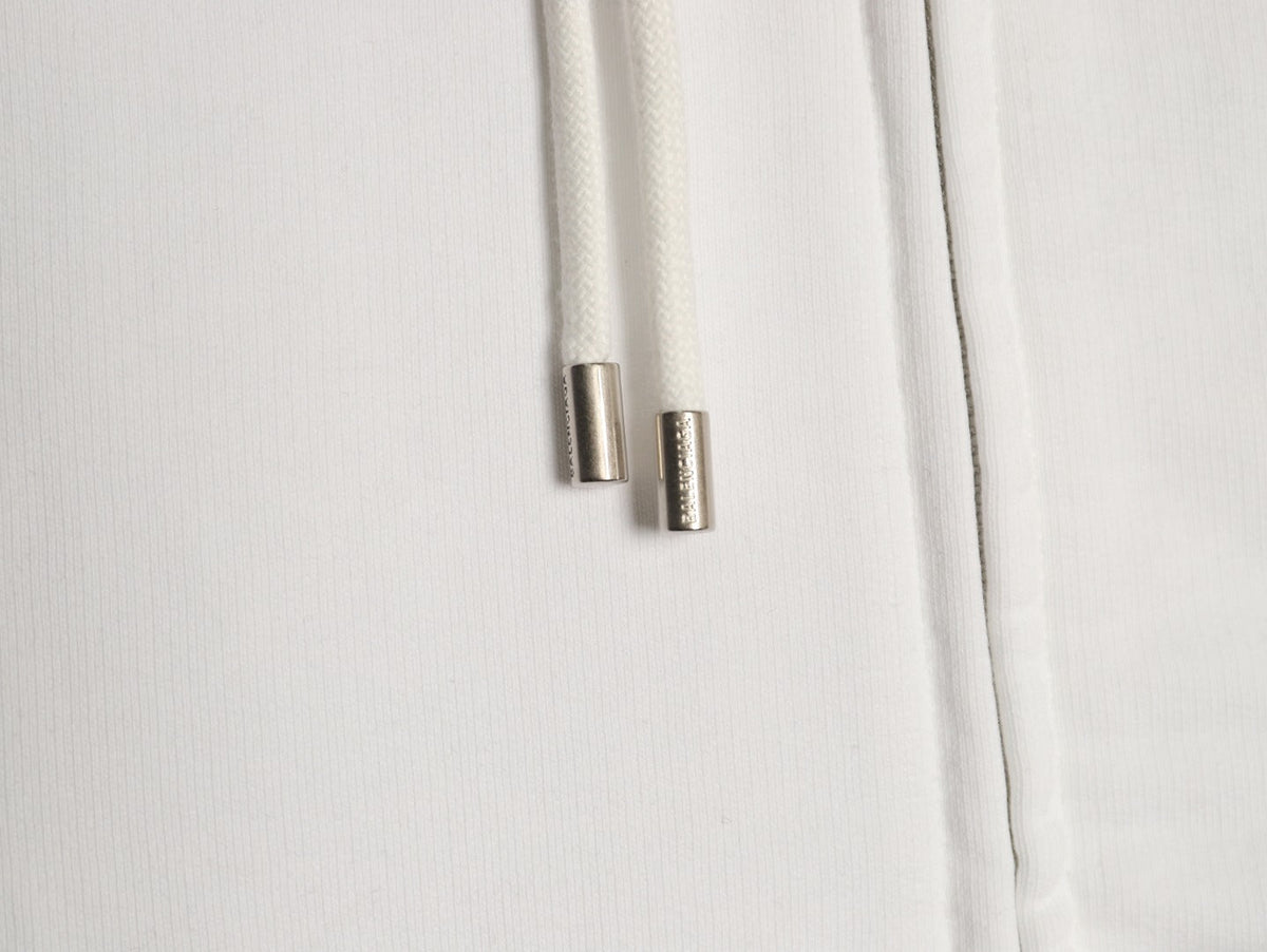 Balenciaga Chest-Emblem Zip Hoodie - Off-White
